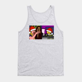 Christmas Woman Yelling at Cat Meme Pixelart Tank Top